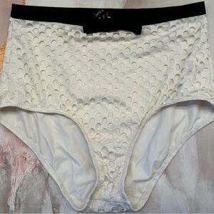 Andres Sarda White Textured Bikini Bottoms Sz 8 Designer Swim